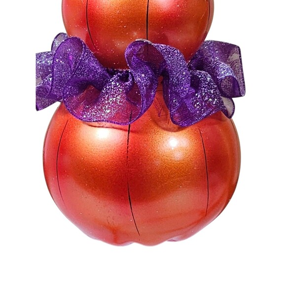 Halloween PUMPKIN Blown Glass Jack-O-Lantern Christmas ORNAMENT  Moda Di Italia - Picture 5 of 8